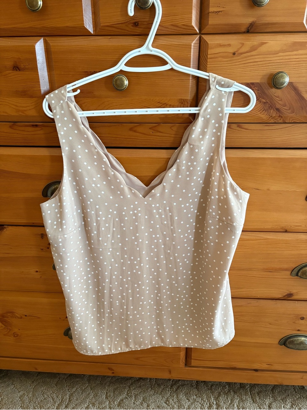 Ricki's Beige Polka Dot Scalloped V-Neck Camisole